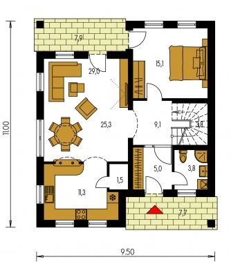 Mirror image | Floor plan of ground floor - KOMPAKT 41